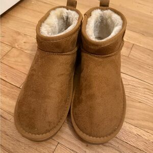 Brown suede booties